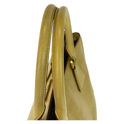 Prada Handbag Leather Yellow Gold Metal Handbag Shoulder Bag 2Way Safiano Women