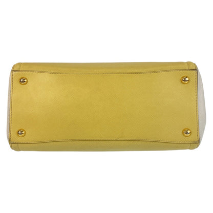 Prada Handbag Leather Yellow Gold Metal Handbag Shoulder Bag 2Way Safiano Women