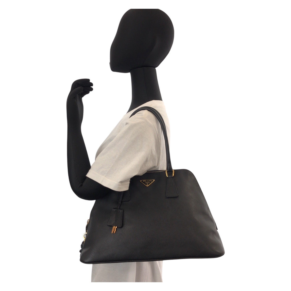 Prada Handbag Leather Black Handbag Shoulder Bag Safiano Women