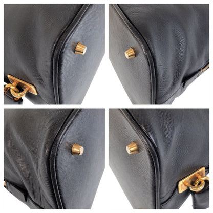 Prada Handbag Leather Black Handbag Shoulder Bag Safiano Women