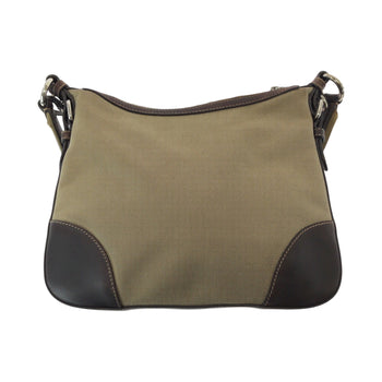 Prada Shoulder Bag Canvas Brown Silver Metal Shoulder Bag Pochette Logo Jacquard Women