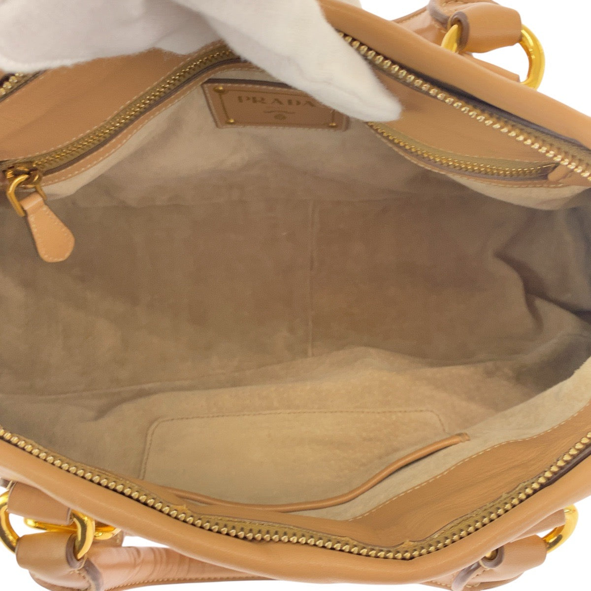Prada Handbag Bn1903 Leather Beige Gold Metal Handbag Shoulder Bag 2Way Women