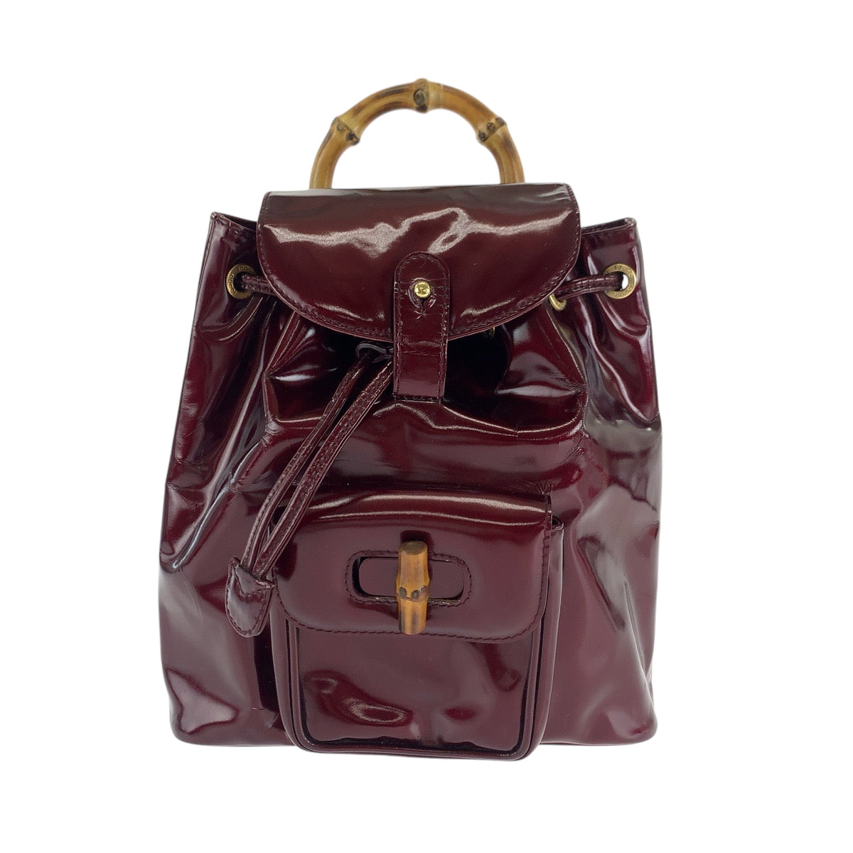 Gucci Backpack 003 1998 0030 Patent Leather Wine Red Brown Backpack Backpack Bamboo Women