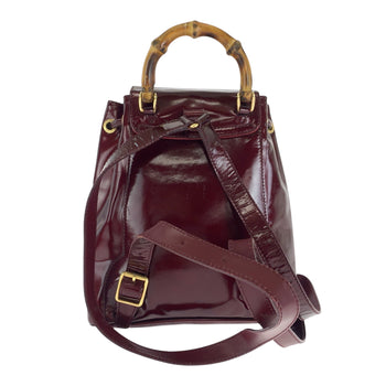 Gucci Backpack 003 1998 0030 Patent Leather Wine Red Brown Backpack Backpack Bamboo Women