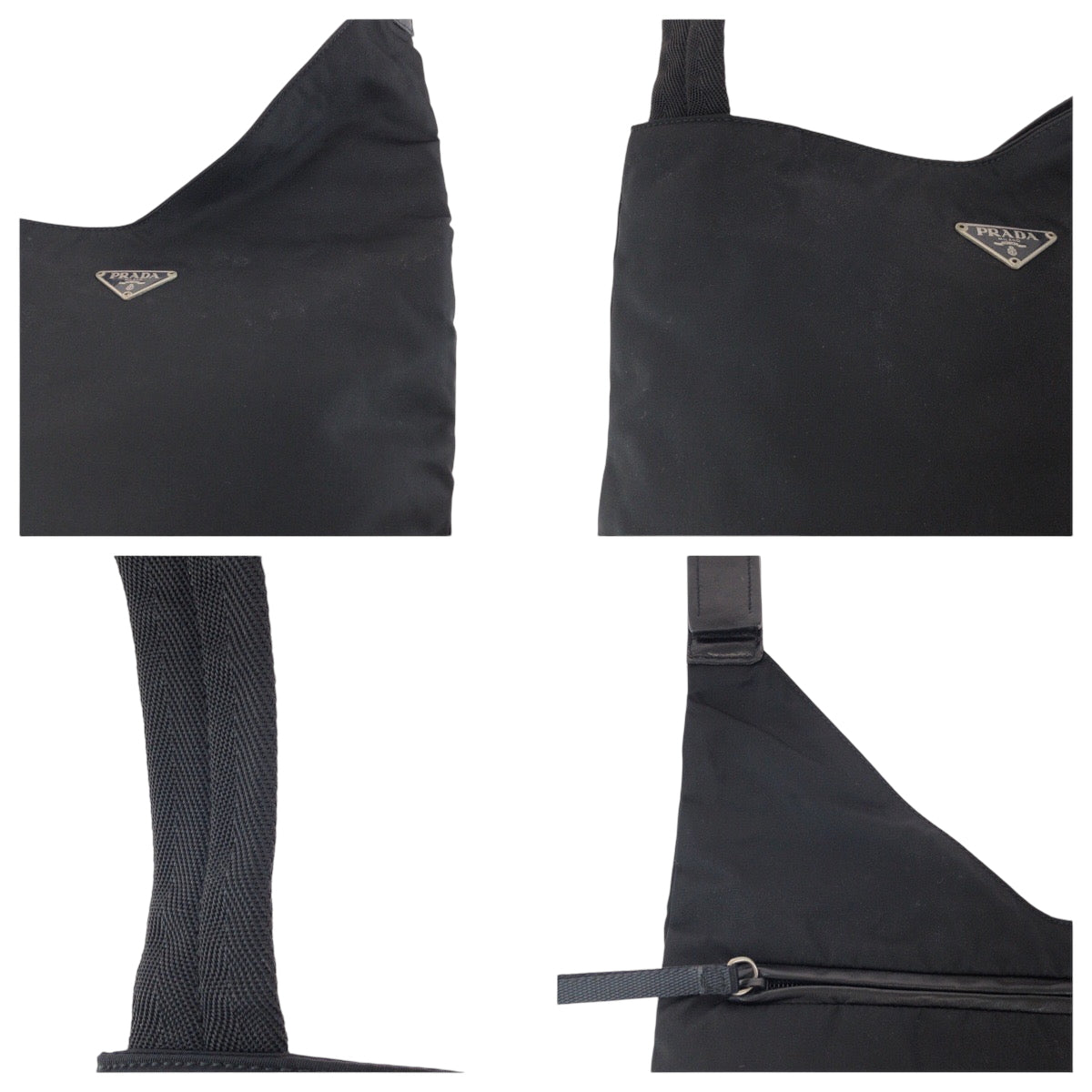 Prada Shoulder Bag Nylon Black Silvermetal Shoulder Bag Sacoche Test Triangle With Logo Women