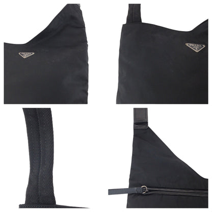 Prada Shoulder Bag Nylon Black Silvermetal Shoulder Bag Sacoche Test Triangle With Logo Women