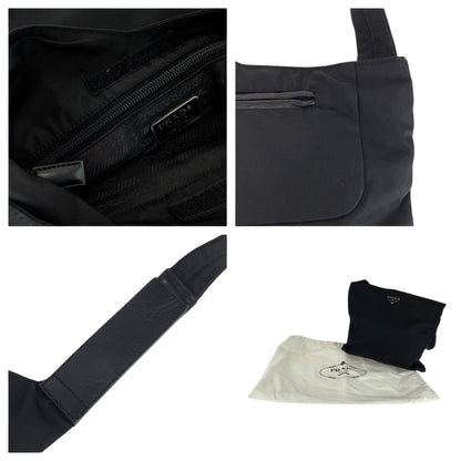 Prada Shoulder Bag Nylon Black Silvermetal Shoulder Bag Sacoche Test Triangle With Logo Women