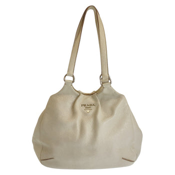 Prada Shoulder Bag Leather White Silvermetal Women