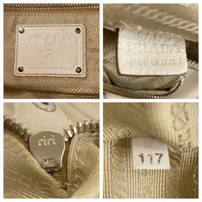 Prada Shoulder Bag Leather White Silvermetal Women