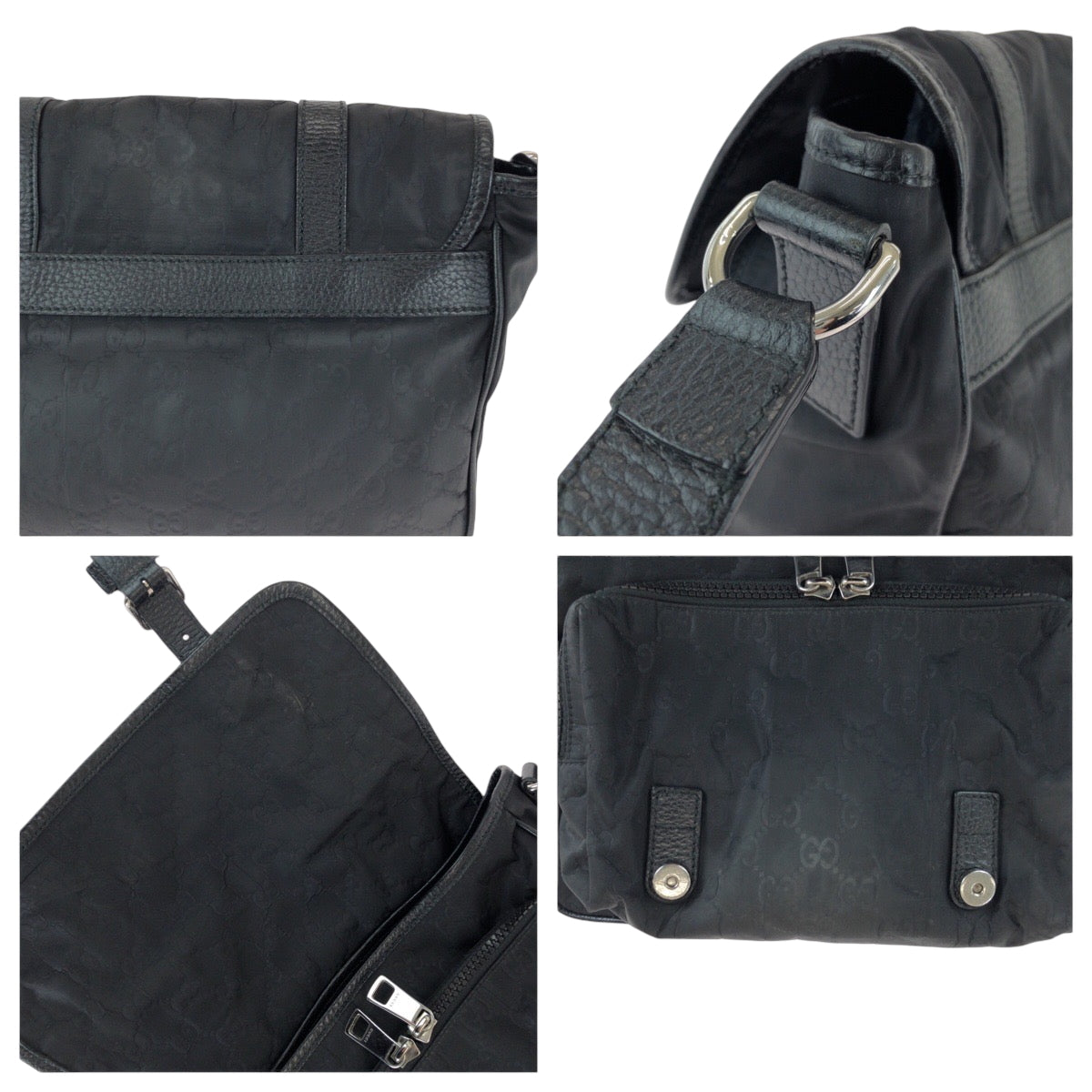 Gucci Shoulder Bag 510335 Nylon, Leather Black Shoulder Bag Pochette Unisex Mens