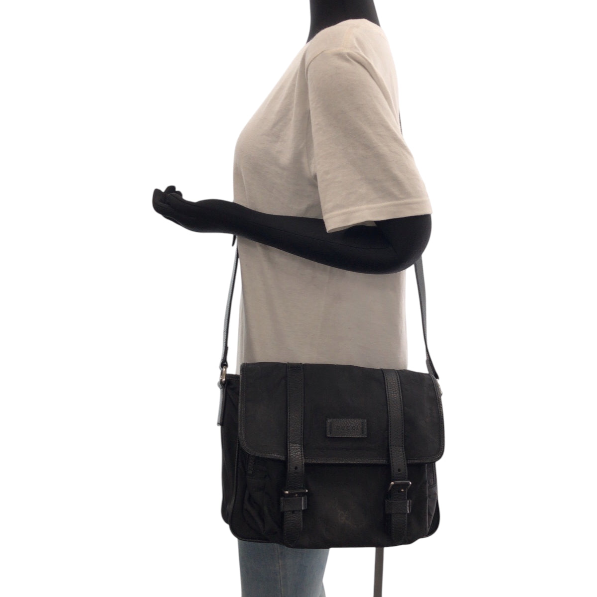 Gucci Shoulder Bag 510335 Nylon, Leather Black Shoulder Bag Pochette Unisex Mens