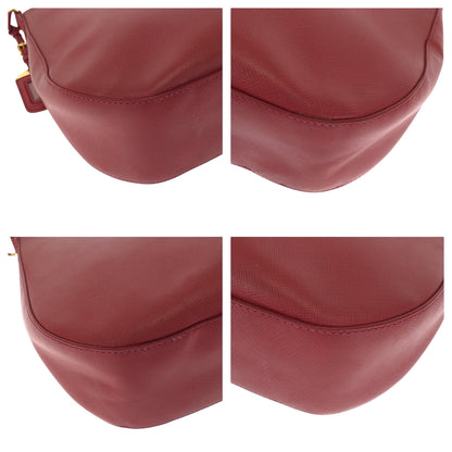 Prada Shoulder Bag Leather Red Gold Metal One Shoulder Bag Safiano Hobo Women
