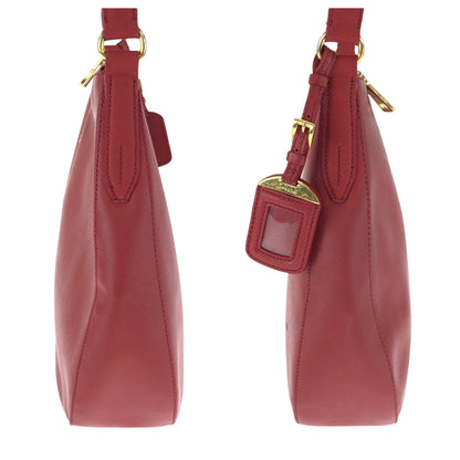 Prada Shoulder Bag Leather Red Gold Metal One Shoulder Bag Safiano Hobo Women