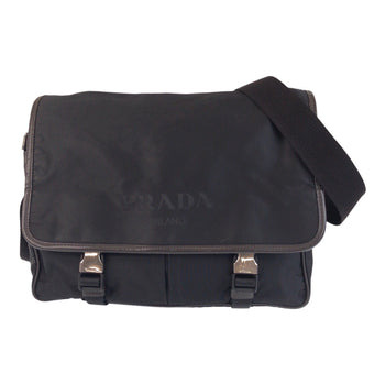 Prada Shoulder Bag Nylon Black Silvermetal Shoulder Bag Messenger Bag Test Triangle With Logo Women
