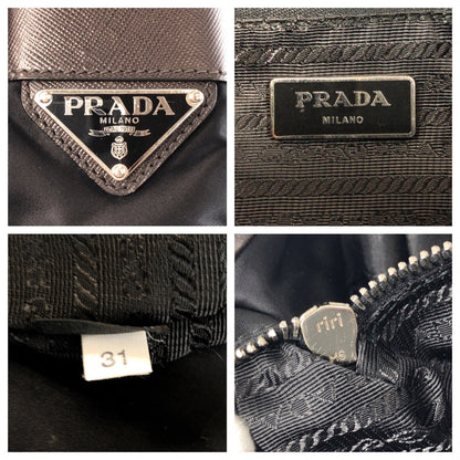 Prada Shoulder Bag Nylon Black Silvermetal Shoulder Bag Messenger Bag Test Triangle With Logo Women
