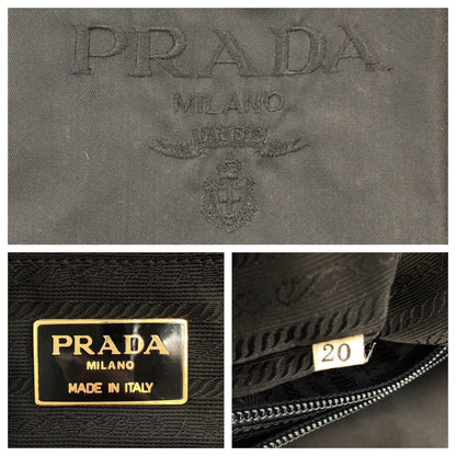 Prada Tote Bag Nylon Black Goldmetal Tote Bag Shoulder Bag Test Logo Embroidery Women