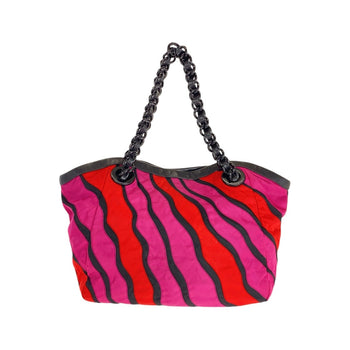 Prada Tote Bag Nylon Pink Red Silvermetal