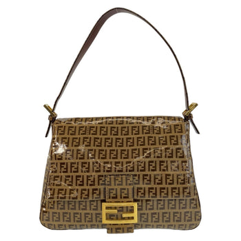 Fendi Shoulder Bag Patent Leather, Leather Brown Zucchino Mamma Bucket Women