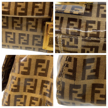 Fendi Shoulder Bag Patent Leather, Leather Brown Zucchino Mamma Bucket Women