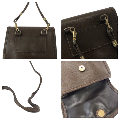 Gucci Shoulder Bag Leather Brown Gold Metal Shoulder Bag Pochette Old Gucci Women