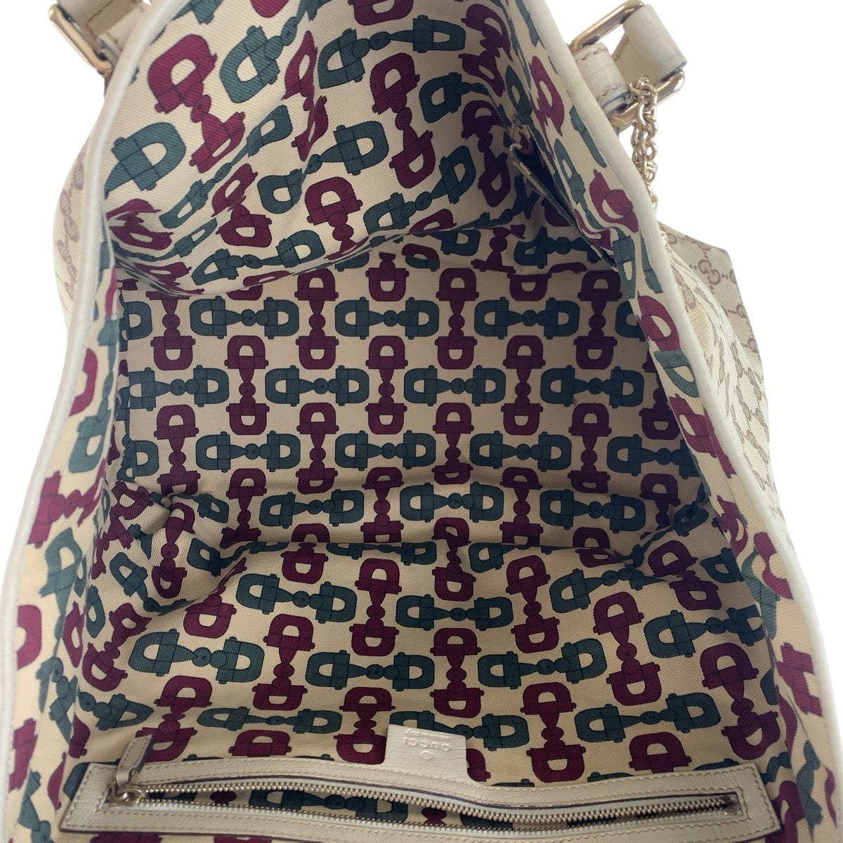 Gucci Tote Bag 139260 Gg Canvas, Leather Brown White Gold Metal Tote Bag Shoulder Bag Sherry Line