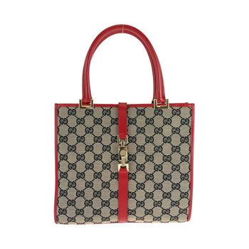 Gucci Handbag 002 1065 Gg Canvas Gray Red Gold Metal Handbag Tote Bag Jackie Women