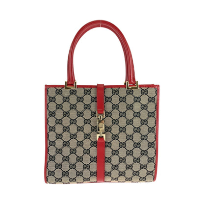 Gucci Handbag 002 1065 Gg Canvas Gray Red Gold Metal Handbag Tote Bag Jackie Women