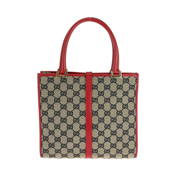 Gucci Handbag 002 1065 Gg Canvas Gray Red Gold Metal Handbag Tote Bag Jackie Women
