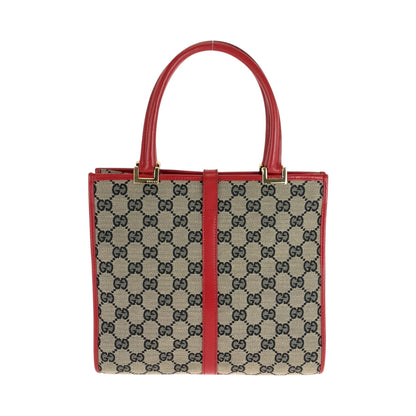 Gucci Handbag 002 1065 Gg Canvas Gray Red Gold Metal Handbag Tote Bag Jackie Women
