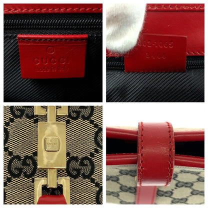 Gucci Handbag 002 1065 Gg Canvas Gray Red Gold Metal Handbag Tote Bag Jackie Women