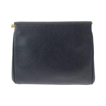 Prada Business Bag Leather Black Goldmetal Business Bag Clutch Bag Safiano Logo Women
