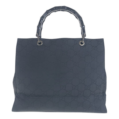 Gucci Tote Bag 002 1010 Gg Canvas Black Silvermetal Tote Bag Handbag Bamboo Women