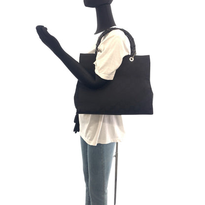 Gucci Tote Bag 002 1010 Gg Canvas Black Silvermetal Tote Bag Handbag Bamboo Women