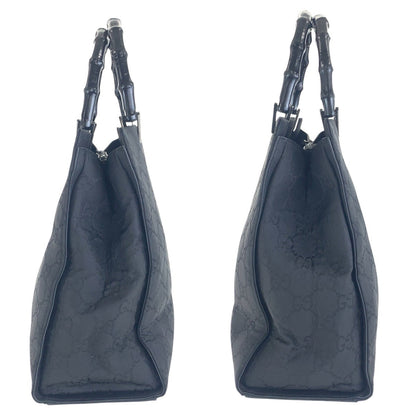 Gucci Tote Bag 002 1010 Gg Canvas Black Silvermetal Tote Bag Handbag Bamboo Women