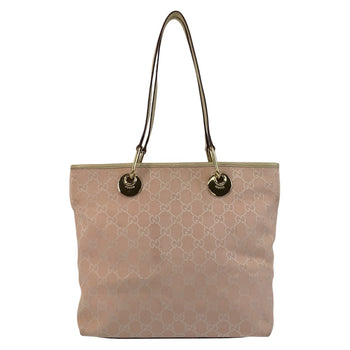 Gucci Tote Bag 139552 Gg Canvas, Leather Pink White Gold Metal Tote Bag Shoulder Bag Women