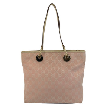 Gucci Tote Bag 139552 Gg Canvas, Leather Pink White Gold Metal Tote Bag Shoulder Bag Women