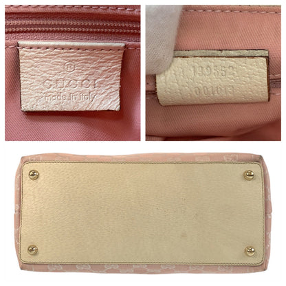 Gucci Tote Bag 139552 Gg Canvas, Leather Pink White Gold Metal Tote Bag Shoulder Bag Women