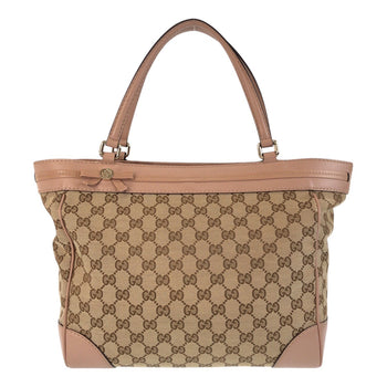 Gucci Tote Bag 257061 Gg Canvas, Leather Beige Tote Bag Shoulder Bag Mayfair Women