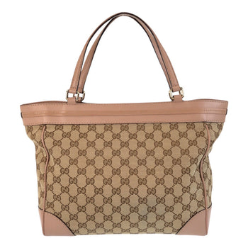 Gucci Tote Bag 257061 Gg Canvas, Leather Beige Tote Bag Shoulder Bag Mayfair Women