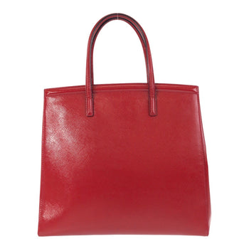 Prada Tote Bag Leather Red Gold Metal Tote Bag Shoulder Bag 2Way Safiano Women