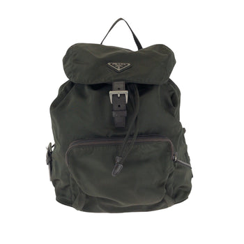 Prada Backpack Nylon Khaki Brown Silvermetal Backpack Backpack Test Triangle With Logo Women