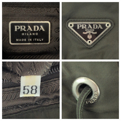 Prada Backpack Nylon Khaki Brown Silvermetal Backpack Backpack Test Triangle With Logo Women
