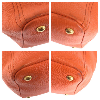 Prada Tote Bag Leather Orange Tote Bag Shoulder Bag 2Way Vittero Women