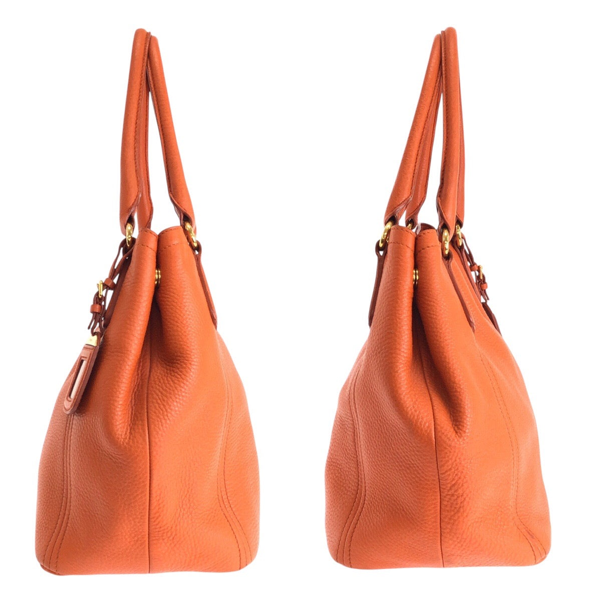 Prada Tote Bag Leather Orange Tote Bag Shoulder Bag 2Way Vittero Women