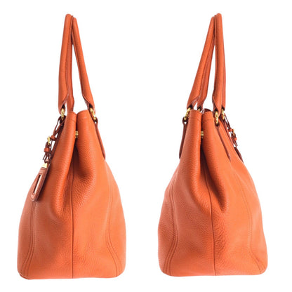Prada Tote Bag Leather Orange Tote Bag Shoulder Bag 2Way Vittero Women