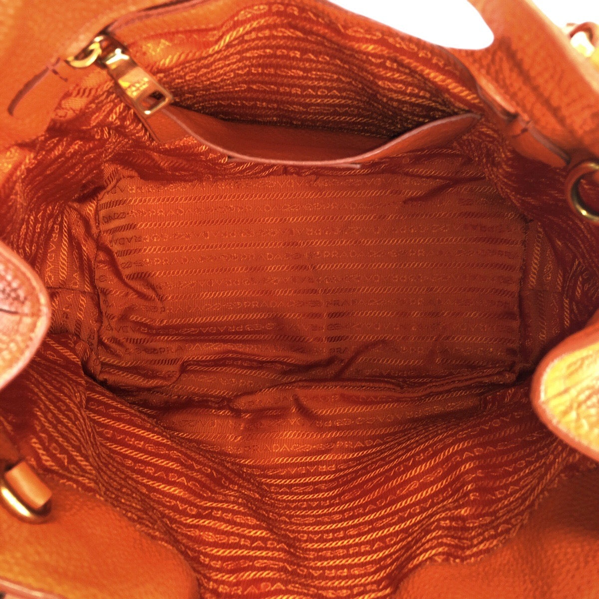 Prada Tote Bag Leather Orange Tote Bag Shoulder Bag 2Way Vittero Women