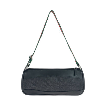 Gucci Handbag 92320 Canvas, Leather Black Silvermetal Handbag Accessory Pouch Sherry Line Women