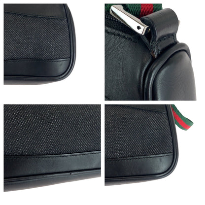 Gucci Handbag 92320 Canvas, Leather Black Silvermetal Handbag Accessory Pouch Sherry Line Women