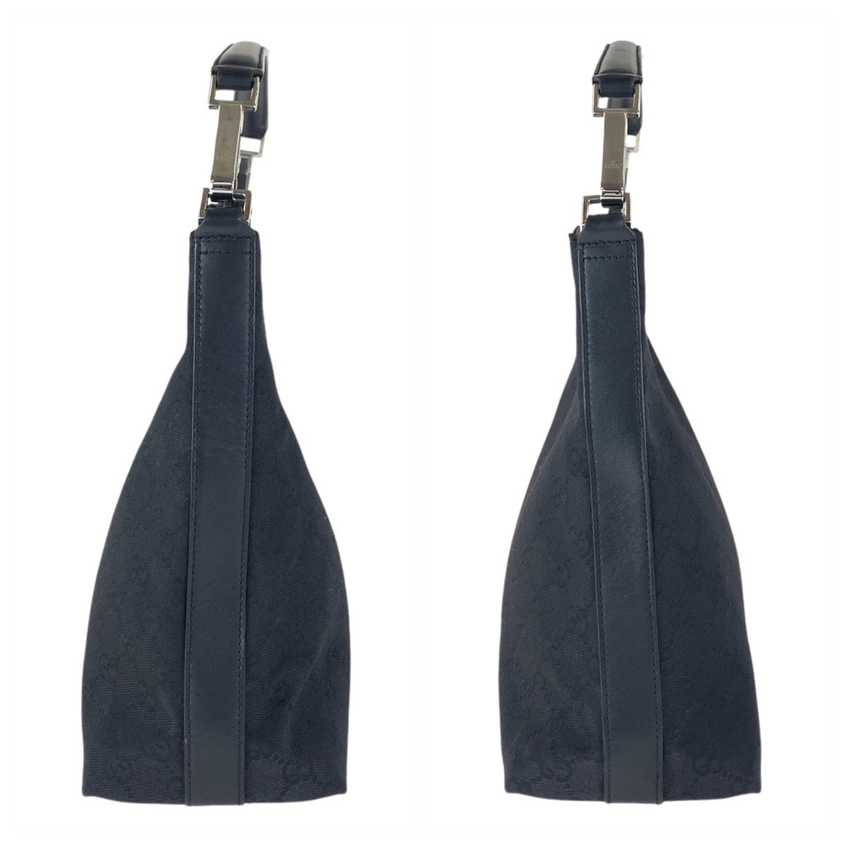 Gucci Shoulder Bag 000 0602 Gg Canvas, Leather Black Silvermetal Hobo Shoulder Bag Women