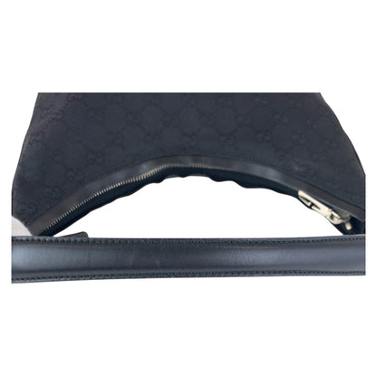Gucci Shoulder Bag 000 0602 Gg Canvas, Leather Black Silvermetal Hobo Shoulder Bag Women